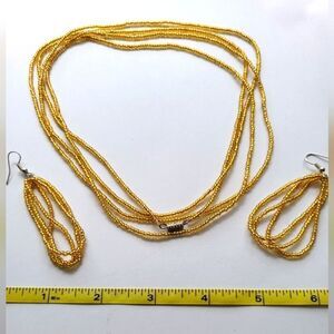 AFRICAN Handmade❤️  Gold BEADED Infinity Necklace and Earring Set!! Stunning ❤️